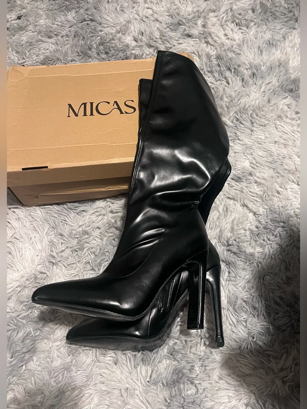 Women's Black Over-the-Knee Pointed Toe Stiletto Boots